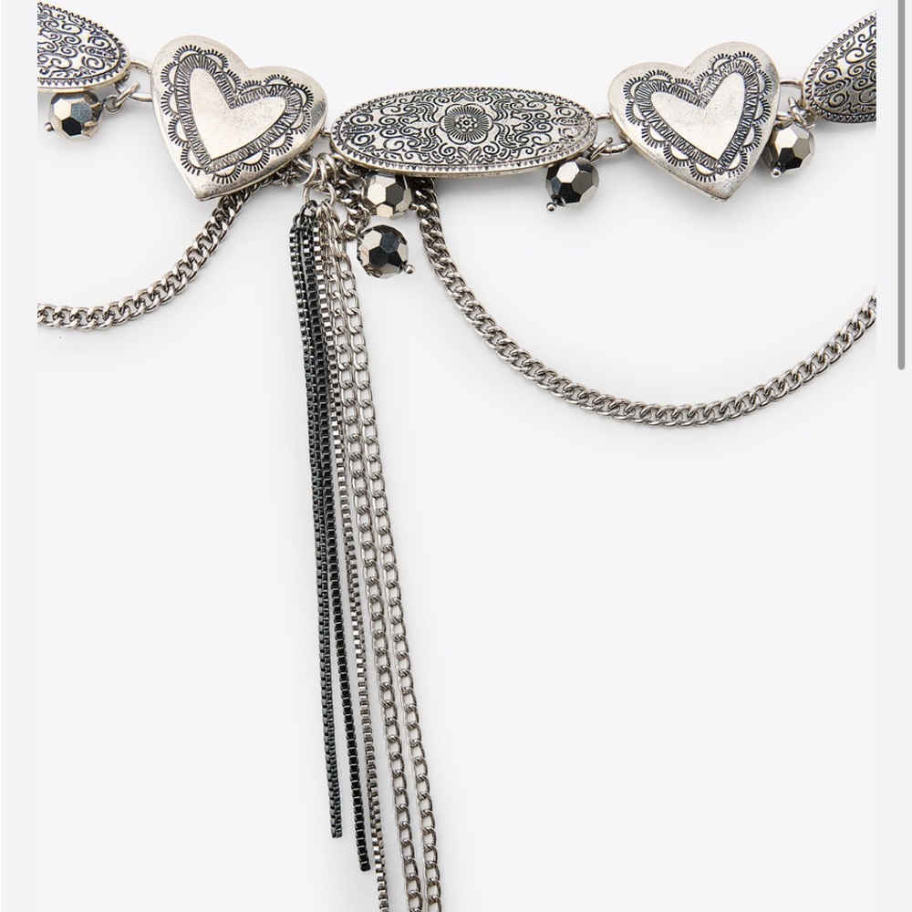 Zara NWT heart metal chain belt silver 1011/246 - Picture 8 of 9